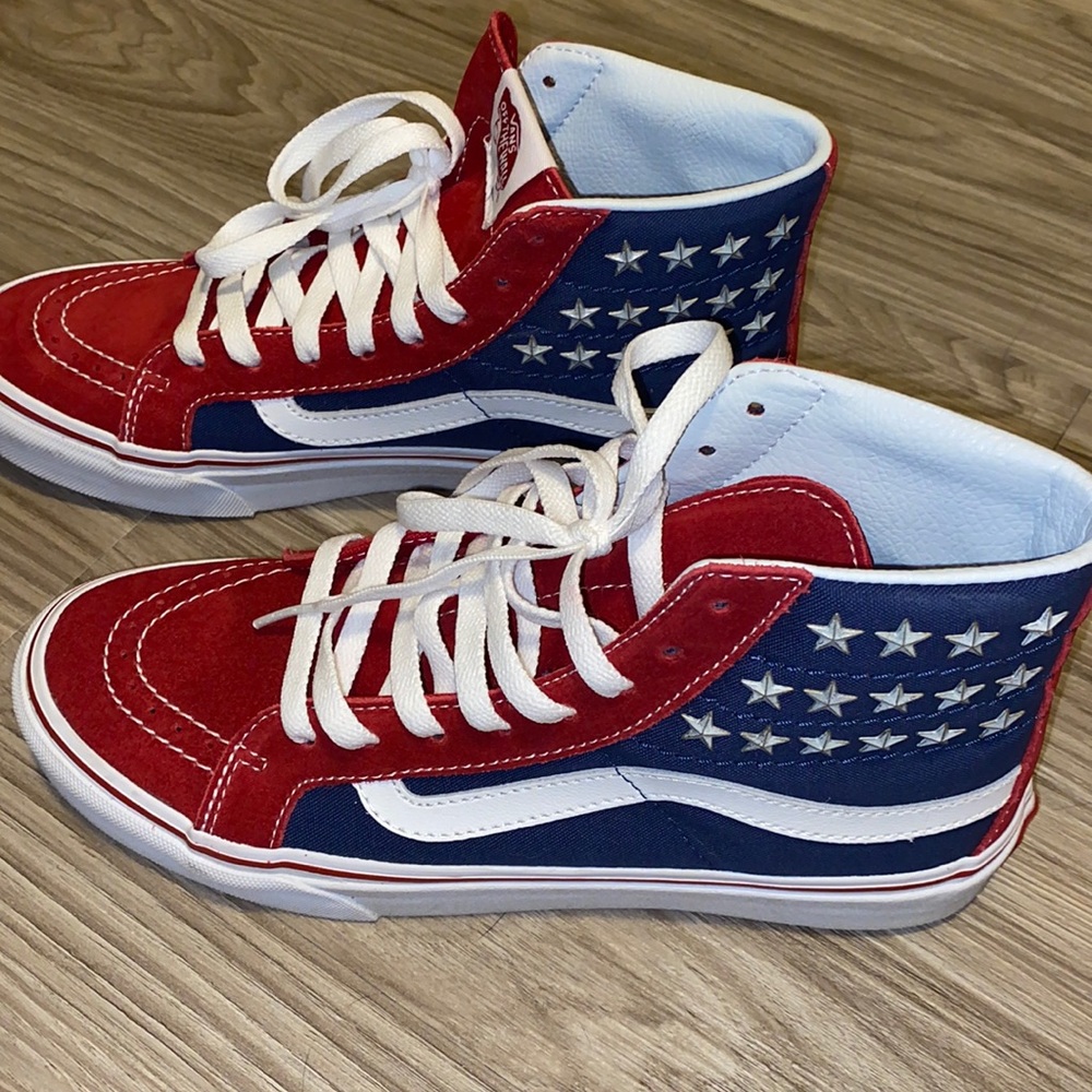 Vans studded red white and blue unisex